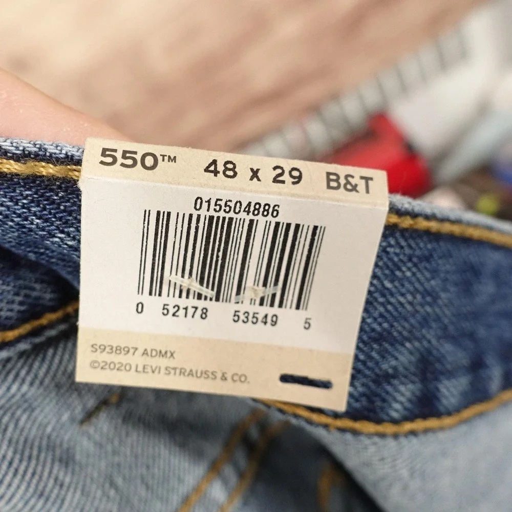 Levis 550 Relaxed Jeans Mens 48x29 Blue Medium Wash Tapered Denim
